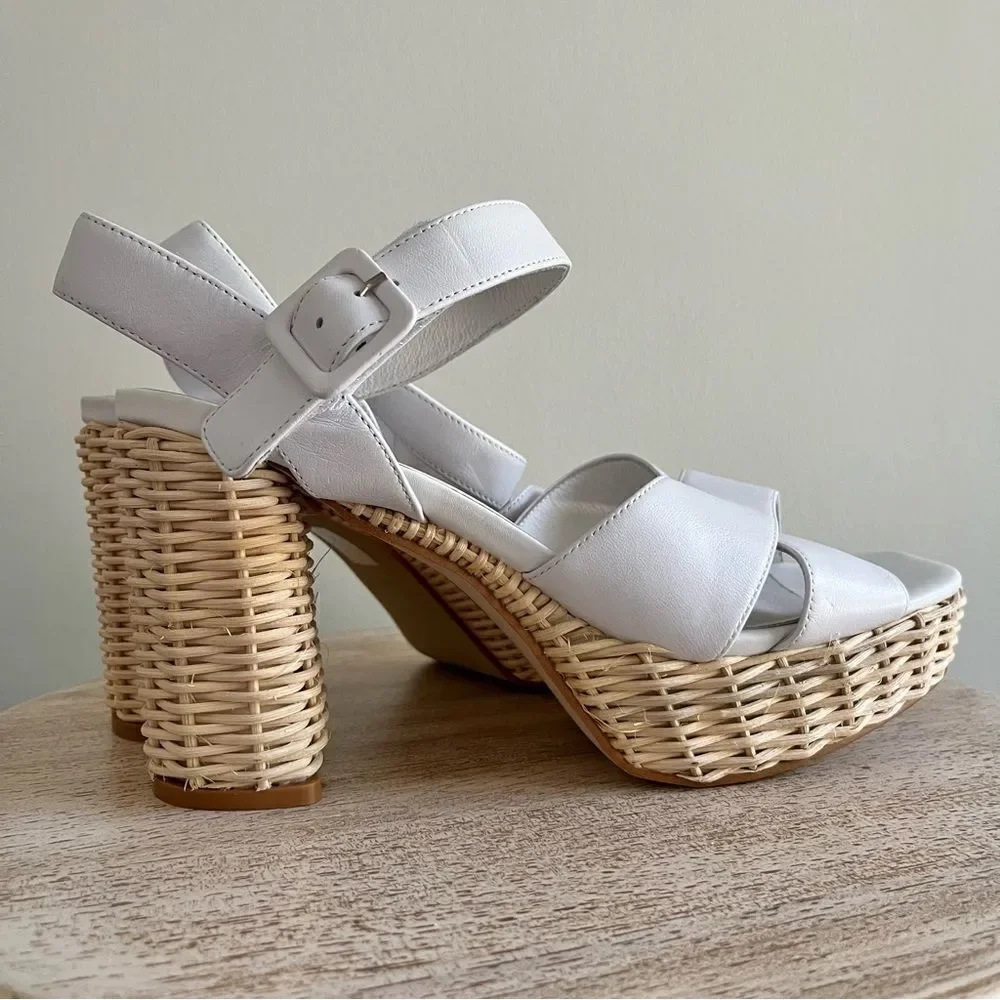 Jeffrey Campbell Amma Platform Sandals in White and Tan Size 10, NWOB - Picture 14 of 14